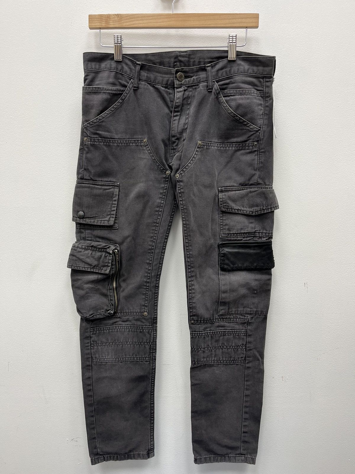 image of Undercover Ss12 “Open Strings” Faded Black Cargo Pants Size 2, Men's