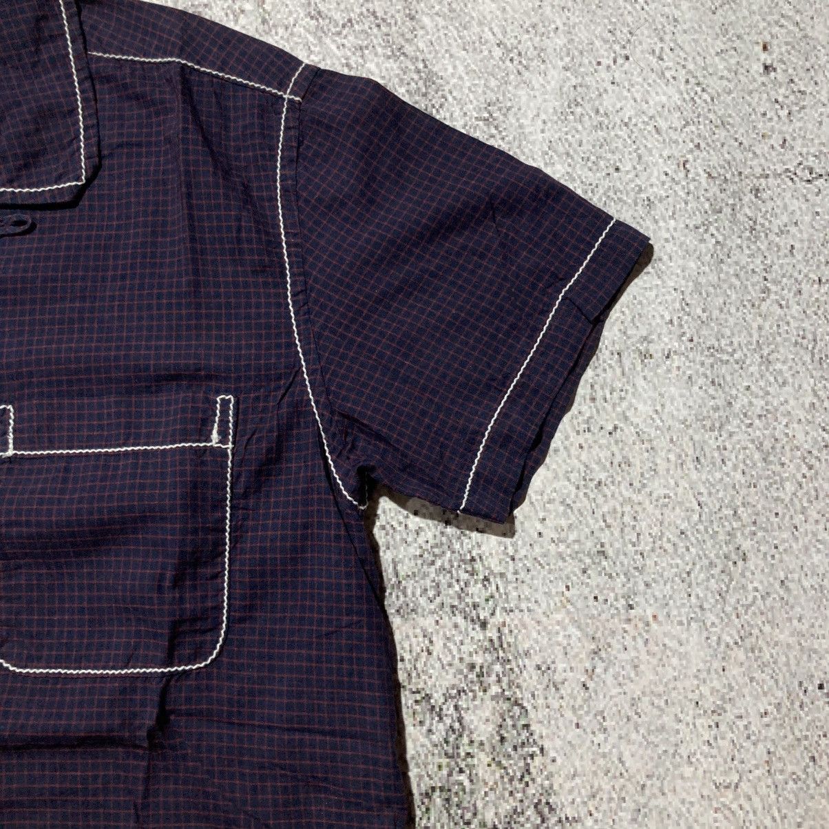 Maison MIHARA YASUHIRO 🇯🇵 Miharayasuhiro Japan Contrast Stitch Plaid Shirt Purple Size US M / EU 48-50 / 2 - 5 Thumbnail