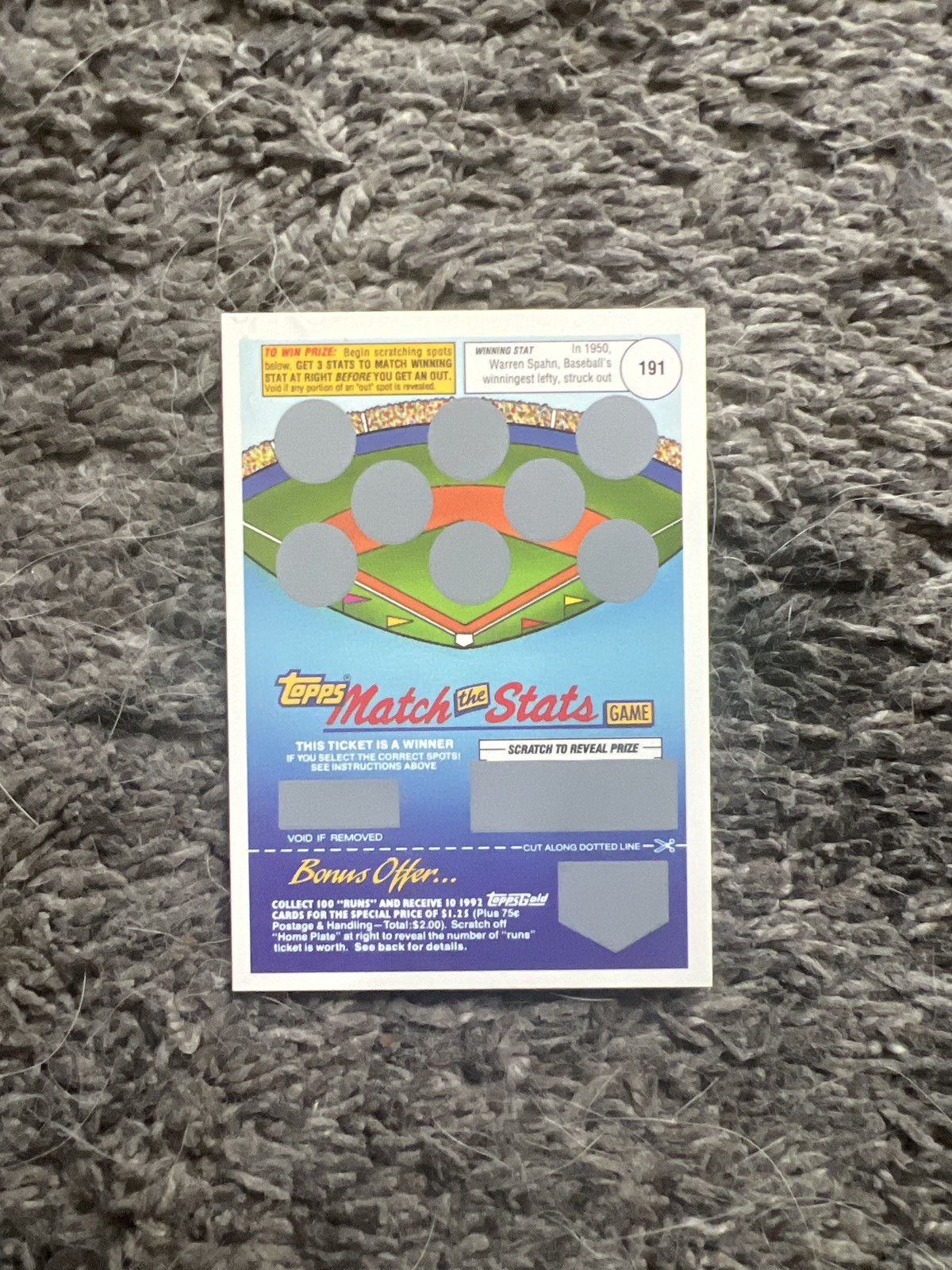 MLB 1991 Topps #191 Match The Stats Game Card Size ONE SIZE - 1 Thumbnail