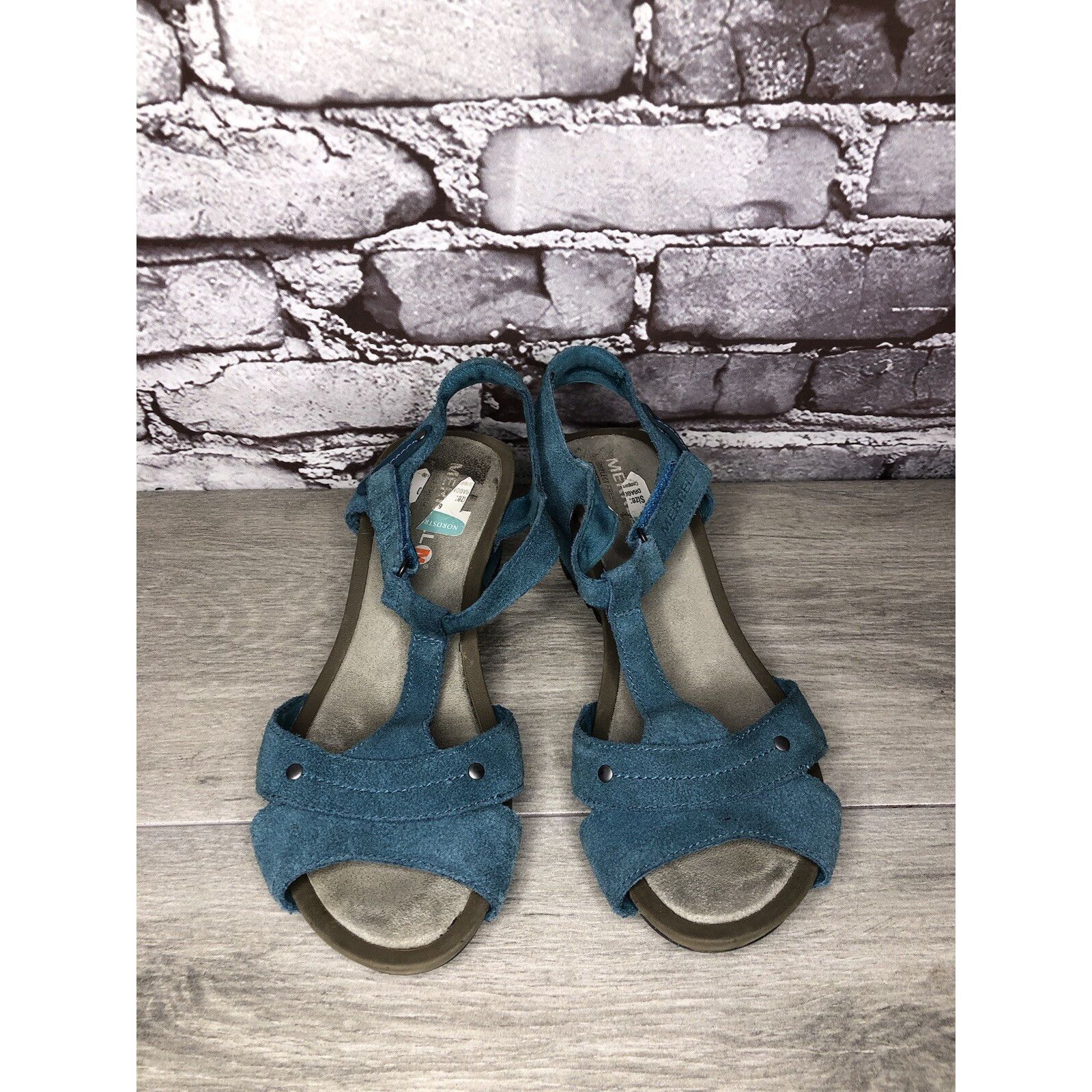 Merrell Merrell Revalli Dragonfly Blue Teal Leather Strappy Wedge Sa Size US 7 / IT 37 - 17 Thumbnail