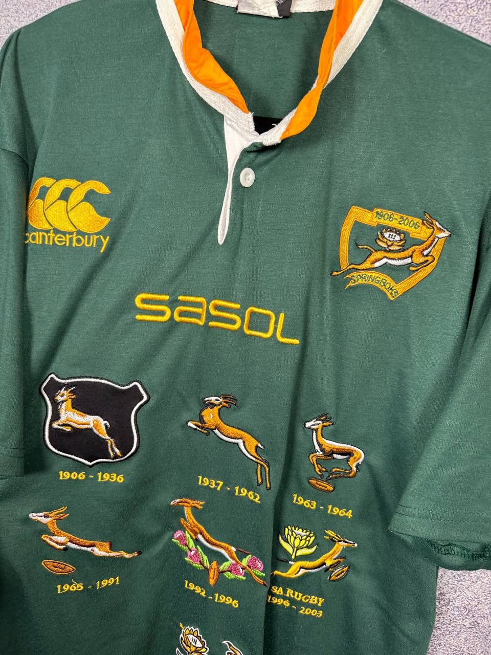 Canterbury of New Zealand South Africa Springbok Limited Edition Centenary Rugby Shirt Size US XL / EU 56 / 4 - 7 Thumbnail