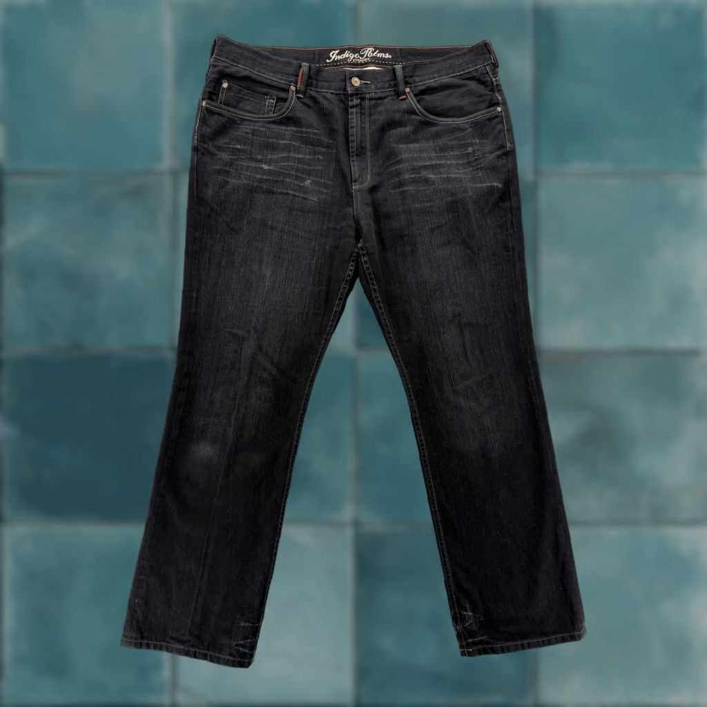 Denime VINTAGE Indigo Palms Jeans Mens 42x32 Black Straight Leg Premium Denim Distressed Wash Size US 42 / EU 58 - 1 Thumbnail