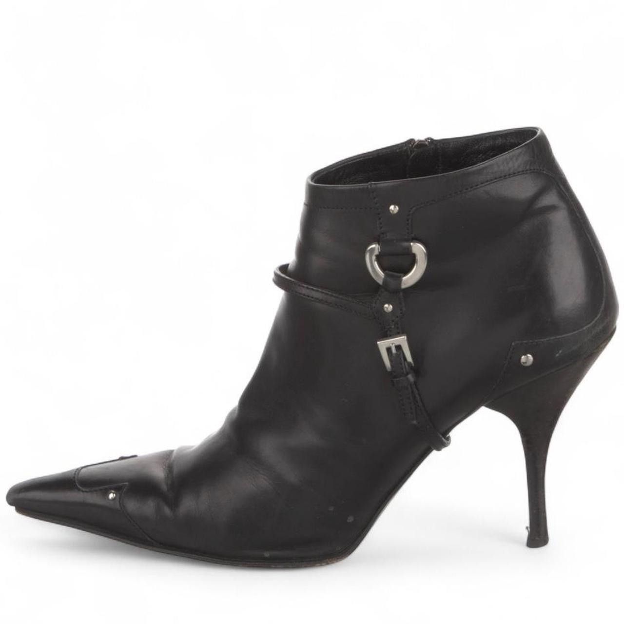 Prada PRADA Vintage Black leather ankle boots with silver hardware Size US 10.5 / IT 40.5 - 9 Thumbnail
