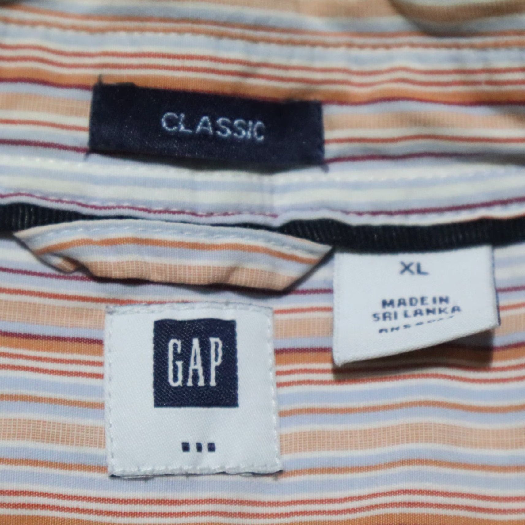 Gap Gap Shirt Button-Up XL Men Orange Striped Check Classic Vintage No N/A Size US XL / EU 56 / 4 - 3 Thumbnail