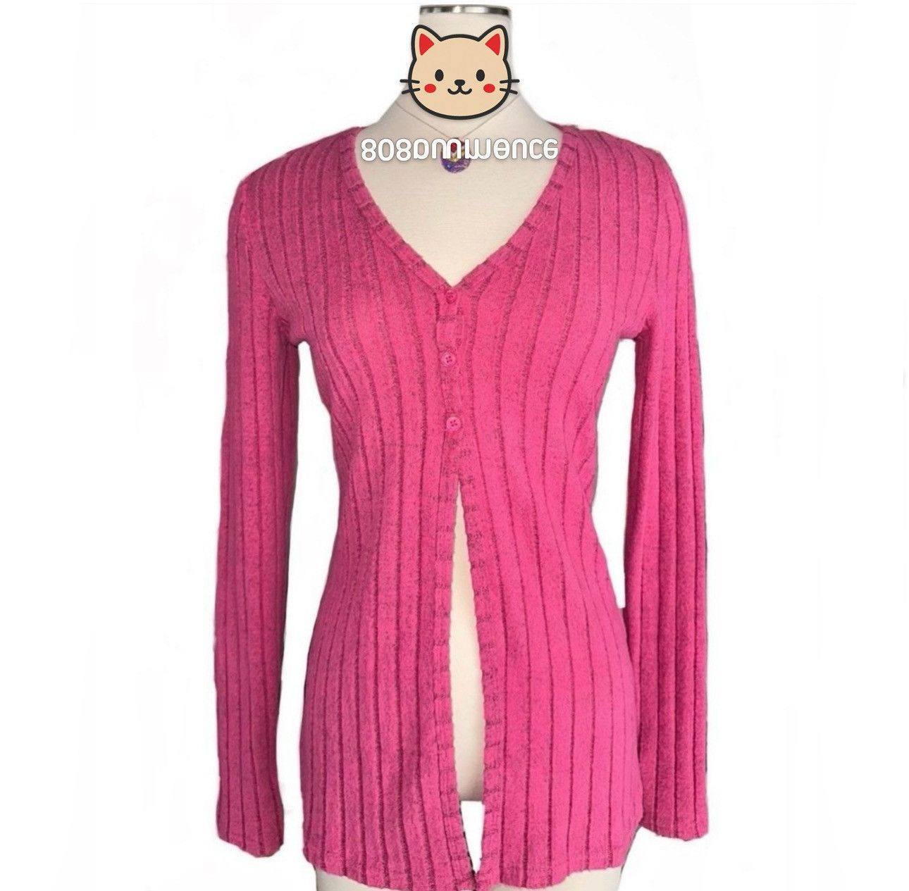 Shein Womens Pink Ribbed Cardigan Y2K Knit Sweater Soft Girl Sz M Size M / US 6-8 / IT 42-44 - 1 Thumbnail