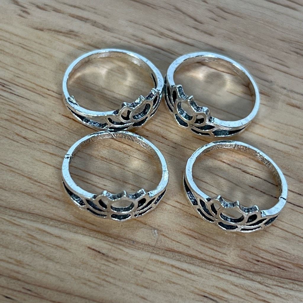 Other Distressed Silver Toned Open Lotus Flower Outline Ring, Women’s Size: 6.5 Size ONE SIZE - 6 Thumbnail