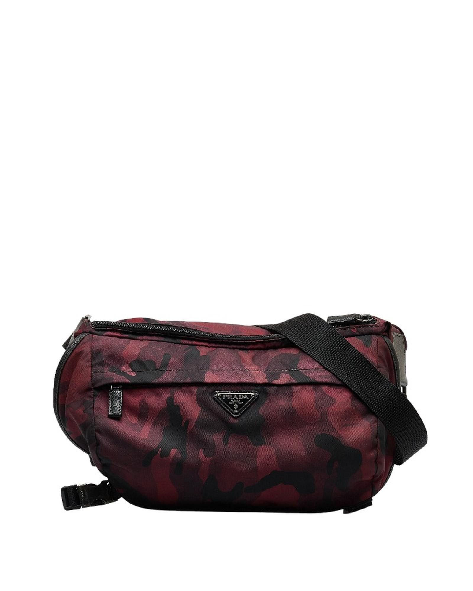 image of Prada Camouflage Messenger Bag in Red, Women's