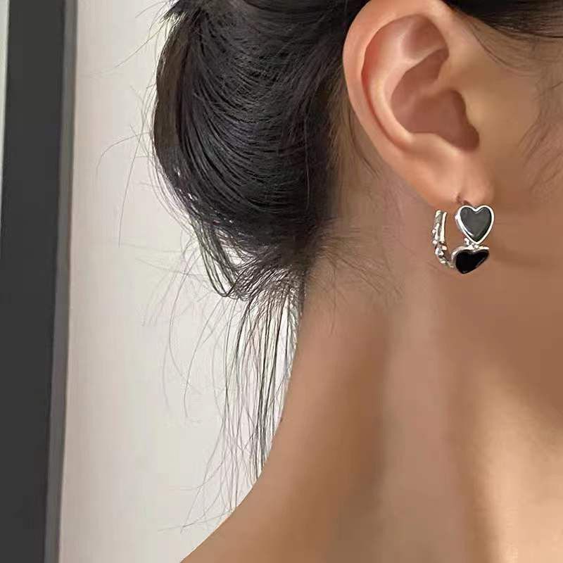 Jewelry Heart Modern Earrings One Pairs Chrome Jewelry Size ONE SIZE - 2 Thumbnail