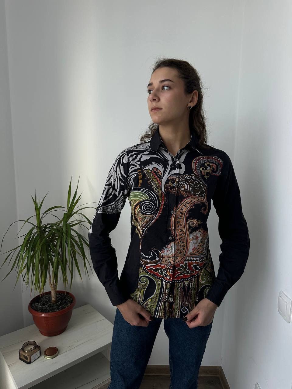 Etro × Vintage Vintage ETRO Womens Floral Black Patterned Shirt Size S / US 4 / IT 40 - 6 Thumbnail