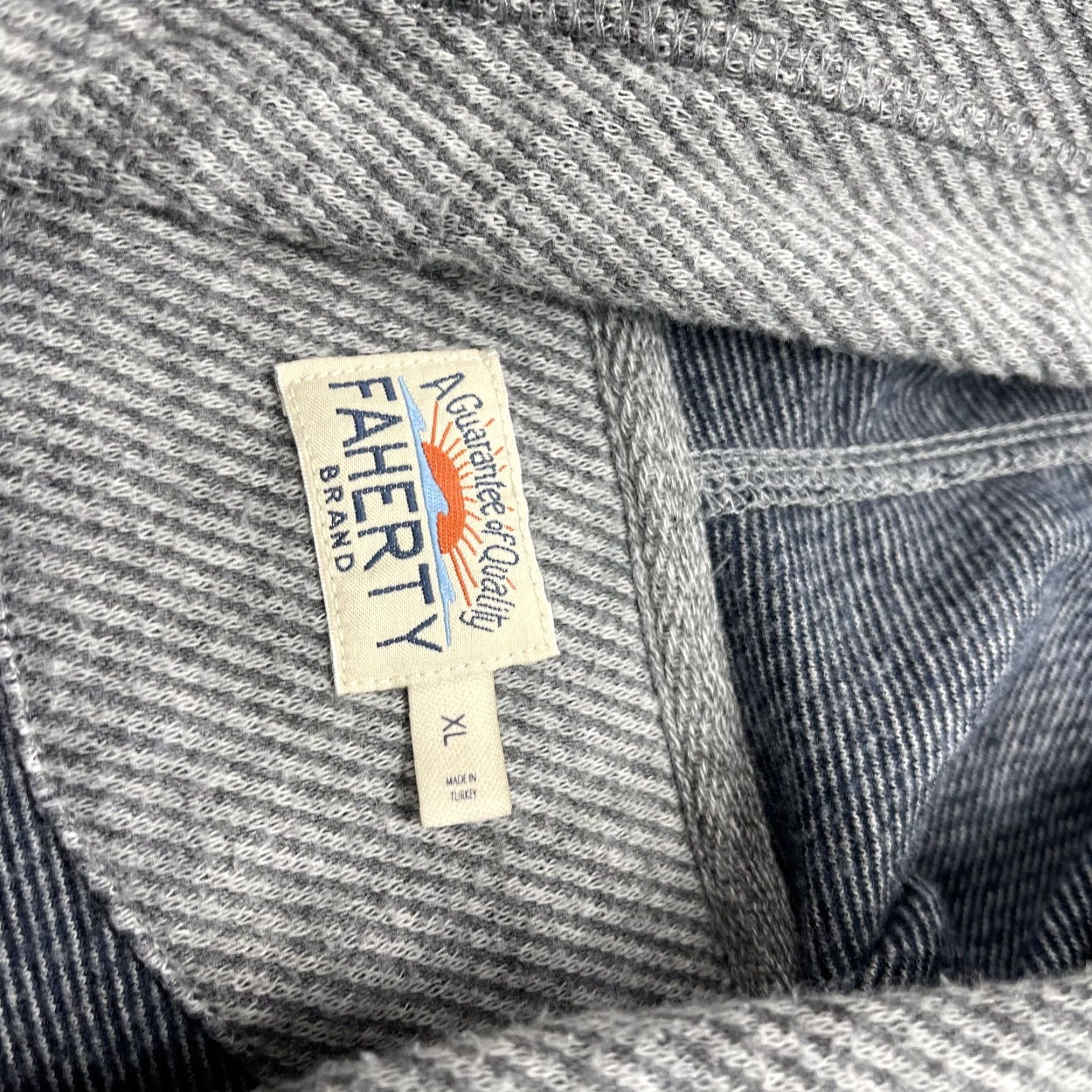 Faherty Faherty Hoodie Mens XL Gray Legend Pullover Sweatshirt Drawstring Casual Pattern: Striped Size US XL / EU 56 / 4 - 4 Thumbnail