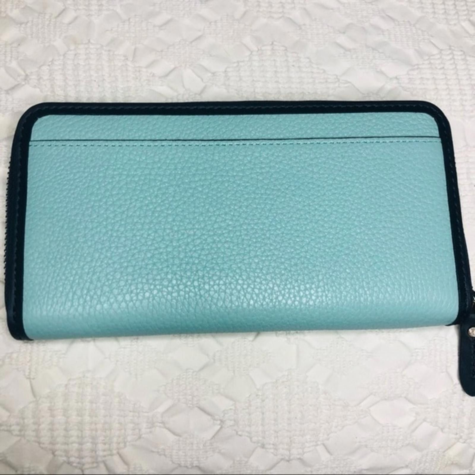 Designer Kate Spade Leather Logo Zip Continental Wallet Pebble Blue Size ONE SIZE - 2 Thumbnail