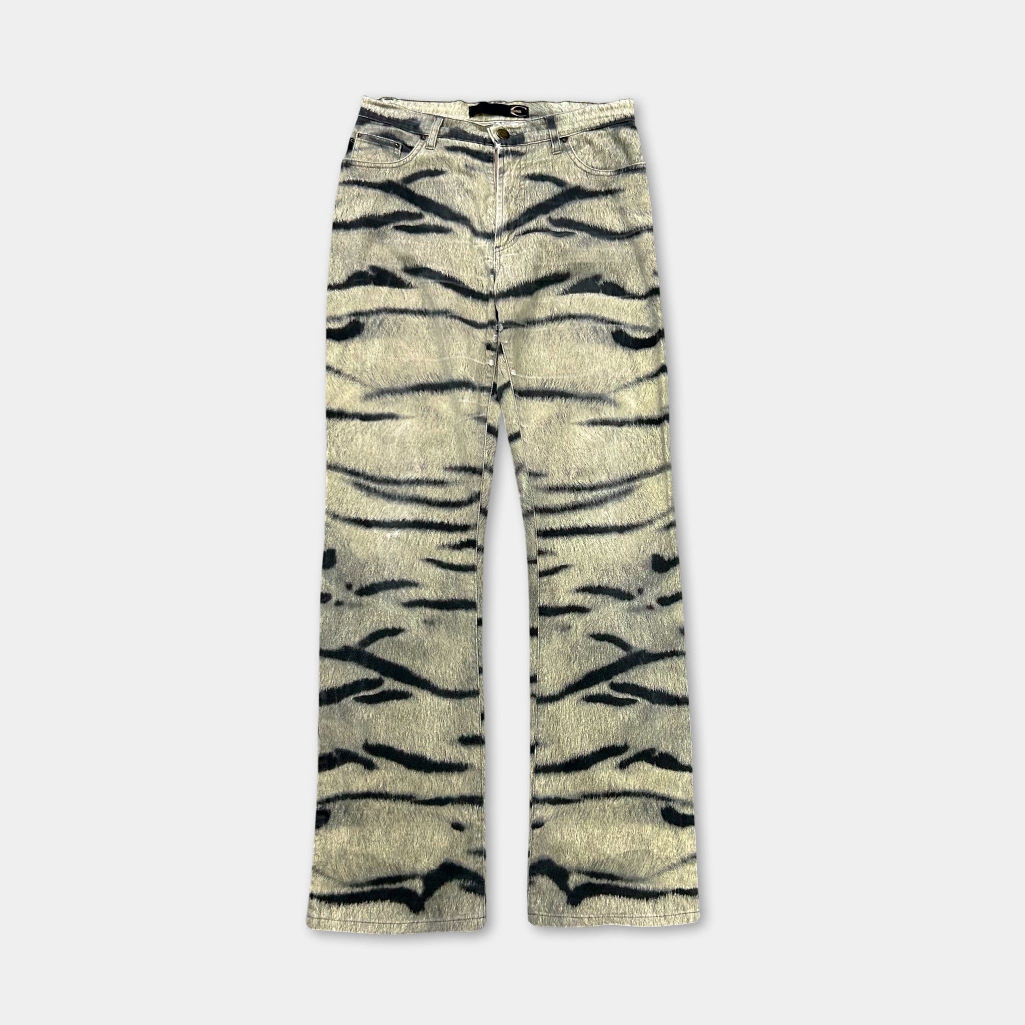 Roberto Cavalli Just Cavalli 2000s Tiger Print Flared Pants Size 27" / US 4 / IT 40 - 1 Thumbnail