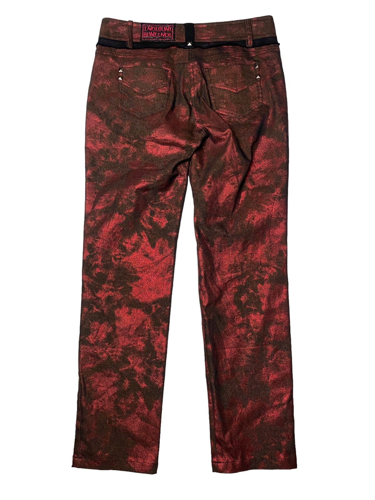 Hysteric Glamour 2000's Indibuni Wax Dyed Maroon Flared Pants Size US 29 - 8 Thumbnail