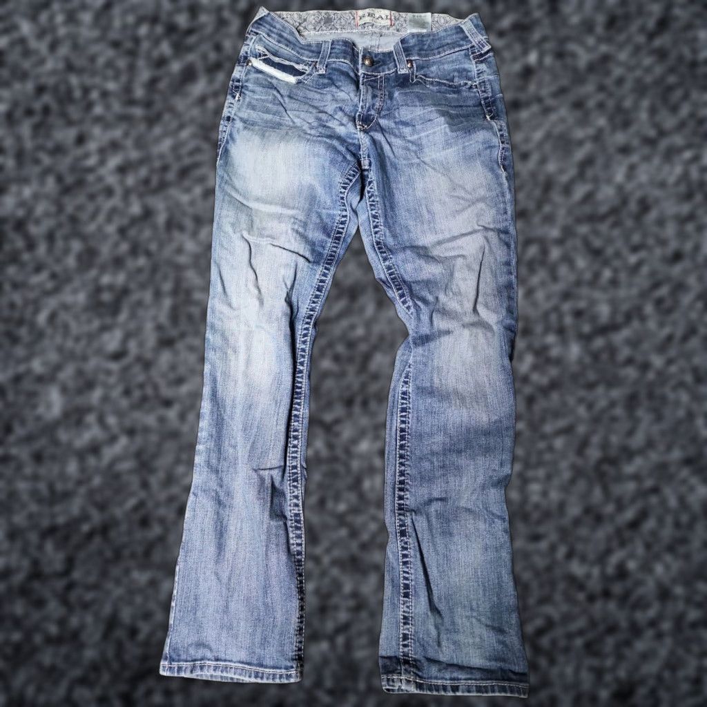 Ariat Womens Ariat Blue Denim Whiskered Bootcut Jeans 32 Regular 5-Pocket City Logo Real Denim Mens? Wait. End. Size 24" / US 00 / IT 34 - 1 Thumbnail