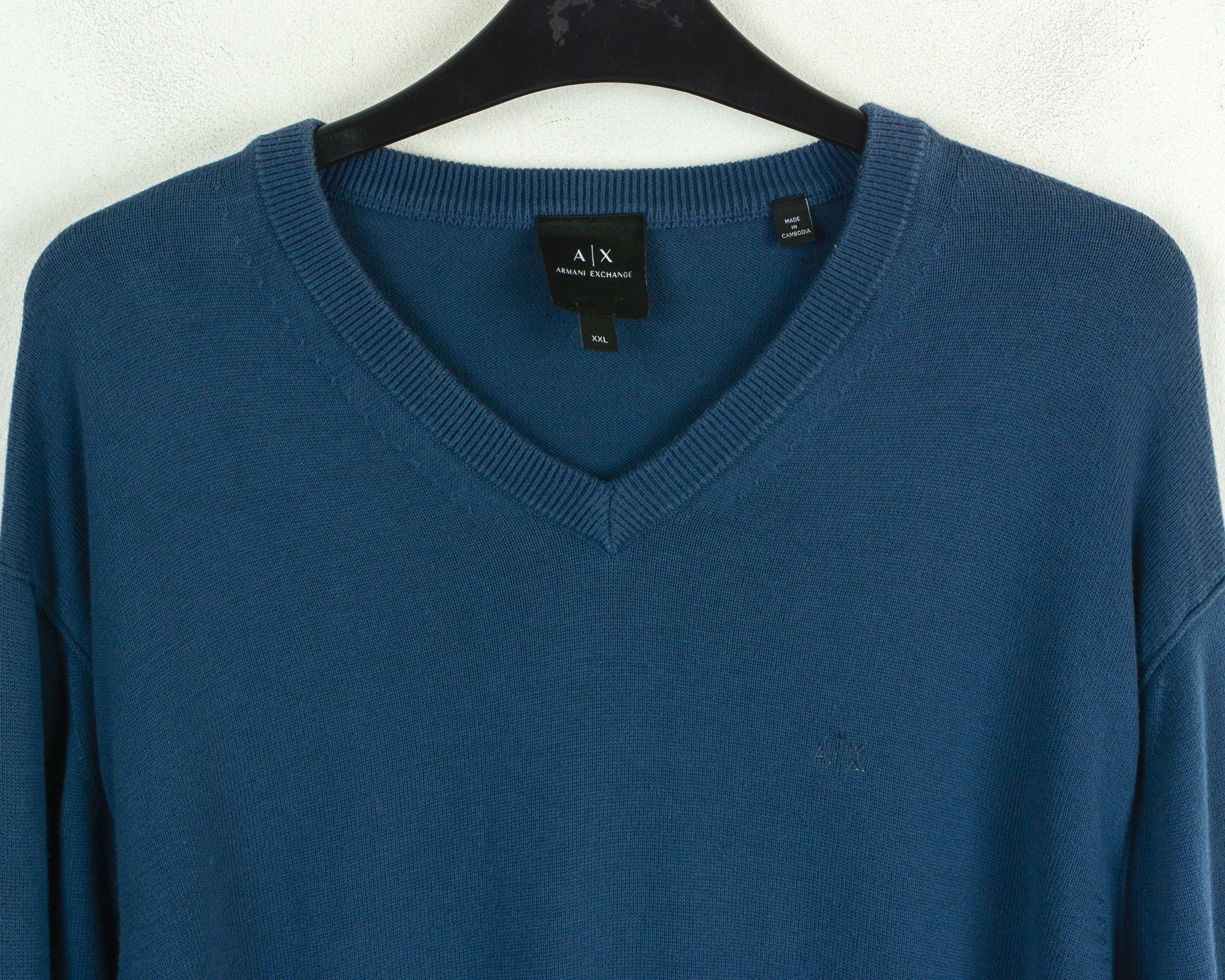 Armani Exchange Sweater 2XL Cotton Pullover V-Neck Jumper Long Sleeve Top Size US XXL / EU 58 / 5 - 2 Thumbnail