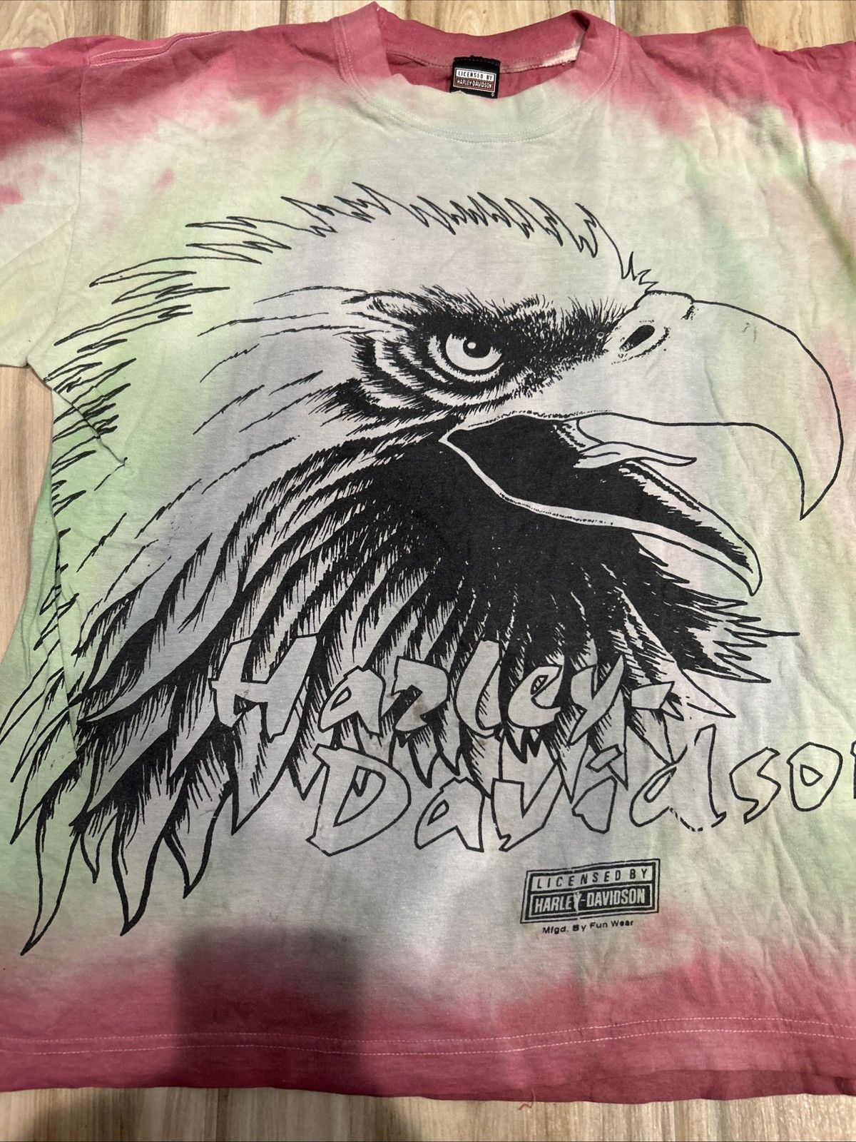 Harley Davidson Rare Vintage 90s Harley Davidson Tie-Dye Eagle Tee Size US XL / EU 56 / 4 - 2 Thumbnail