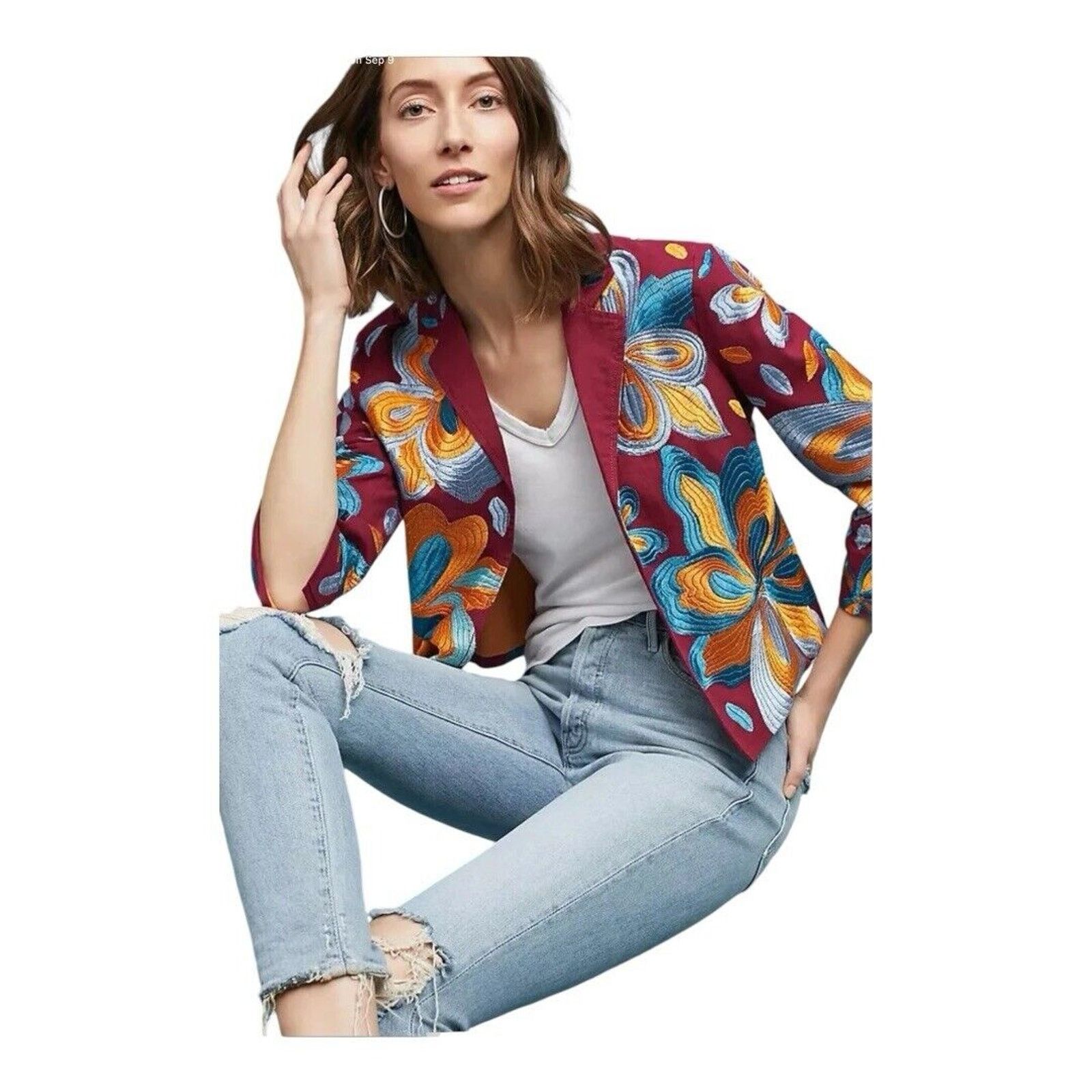 Anthropologie Anthropologie Embroidered Blazer Size XS / US 0-2 / IT 36-38 - 1 Thumbnail