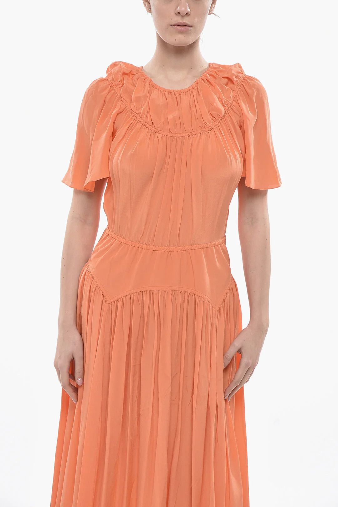 Marni og1mm0326 Silk Dress in Orange Size XS / US 0-2 / IT 36-38 - 4 Thumbnail