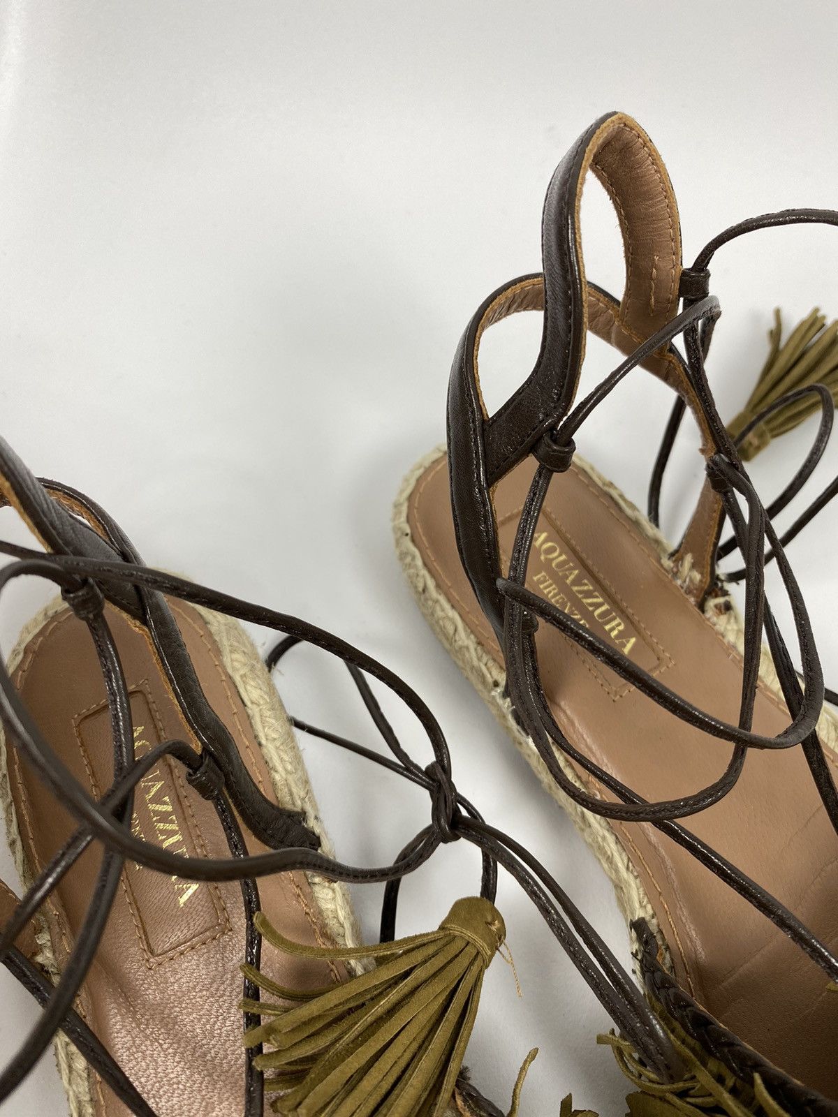 Aquazzura Aquazzura Pocahontas Fringed Suede Lace-Up Espadrille Flats Size US 7 / IT 37 - 9 Thumbnail