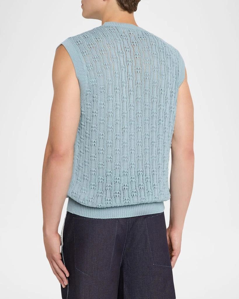 Marni o1w1db10526 Men's Cotton Openwork Crochet Knit Vest in Blue Size US M / EU 48-50 / 2 - 4 Thumbnail
