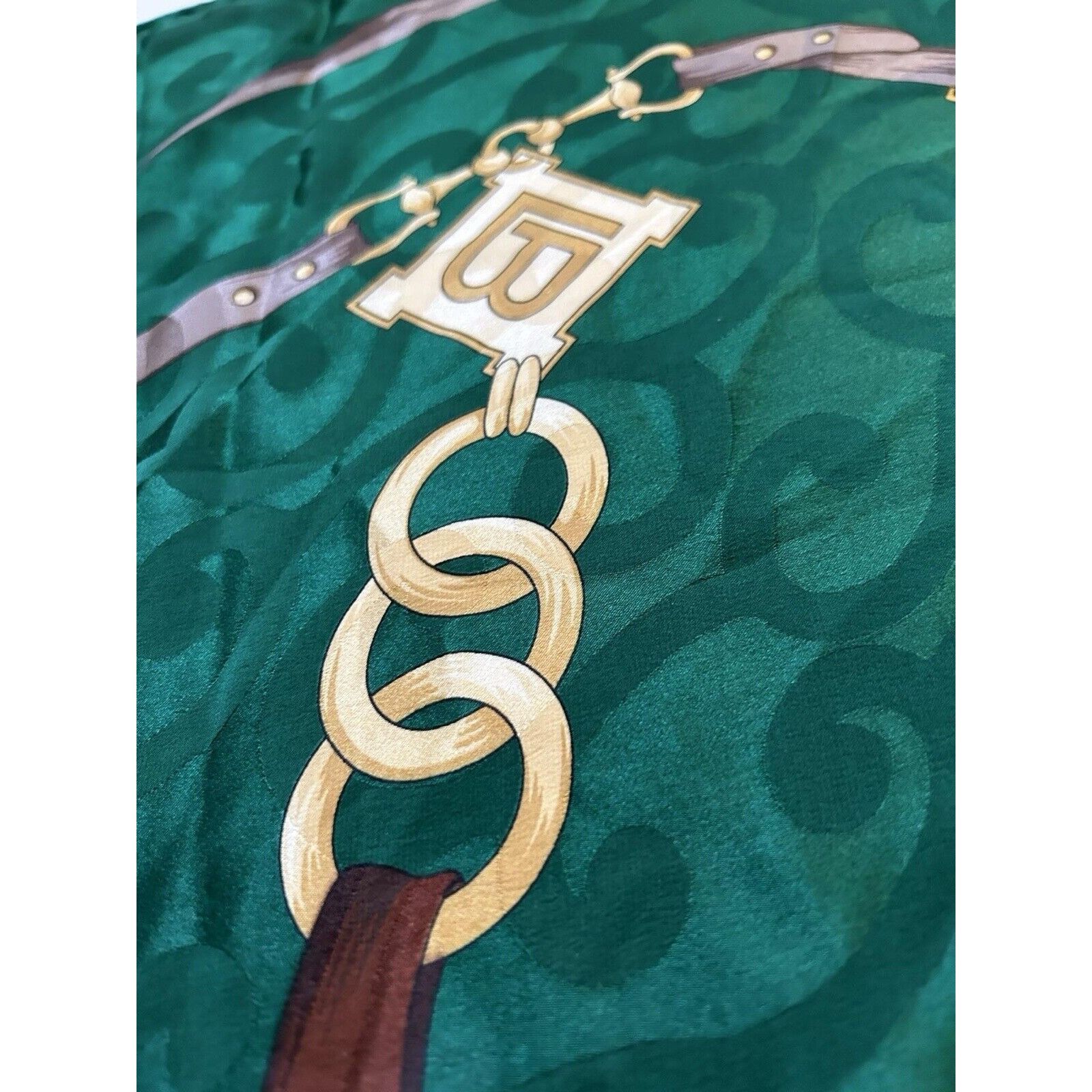 Laura Biagiotti LAURA BIAGIOTTI Green Equestrian Silk Scarf H.Made In Italy Size ONE SIZE - 4 Thumbnail