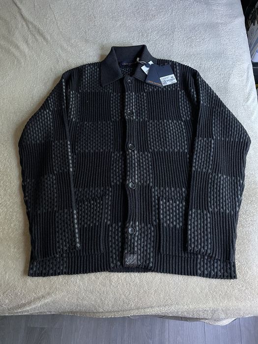 Louis Vuitton Damier Spread Leather Blouson BLACK. Size 48