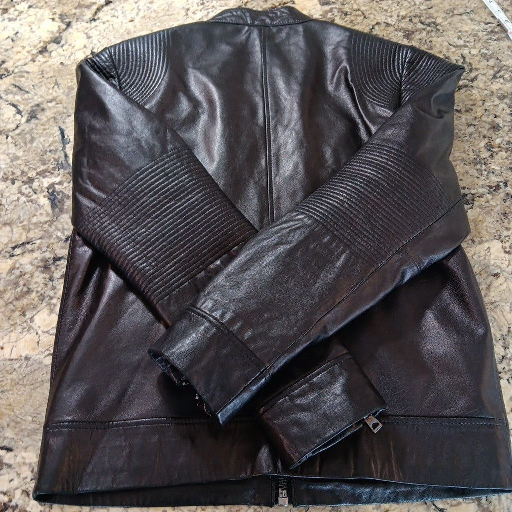 Guess Stunning GUESS Womens Leather Jacket Moto Style Black Size S / US 4 / IT 40 - 8 Thumbnail