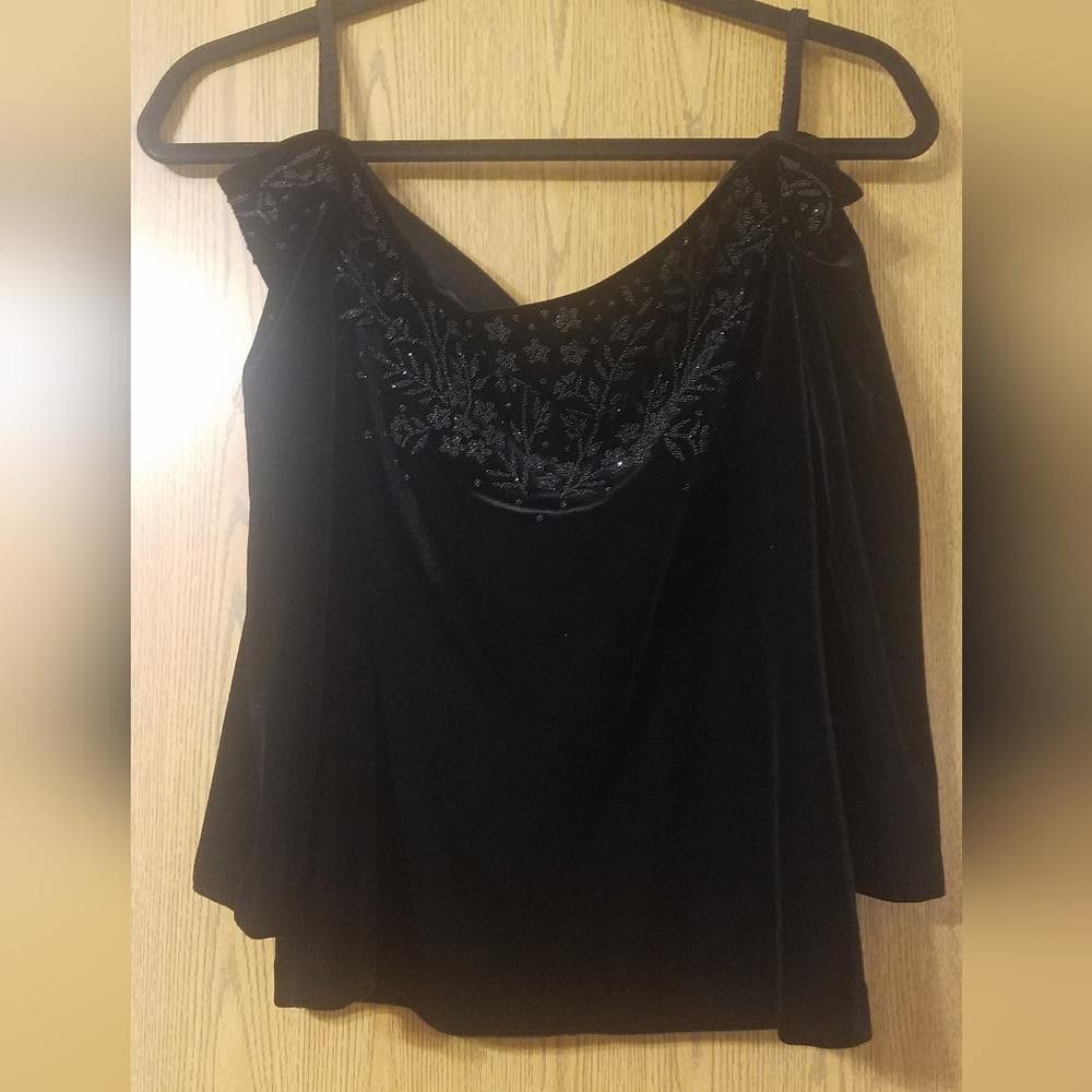 Designer NWT XSCAPE Elegant Black Velvet Women's Top Size XL Size XL / US 12-14 / IT 48-50 - 1 Thumbnail