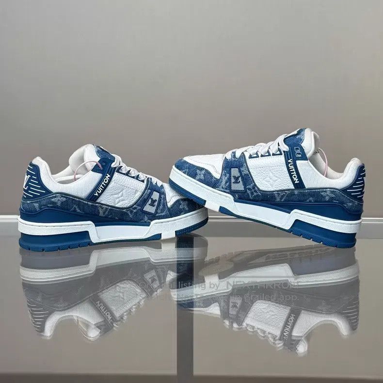 Louis Vuitton Louis Vuitton Trainer White and Blue Denim shoes Size US 5.5 / IT 35.5 - 6 Thumbnail