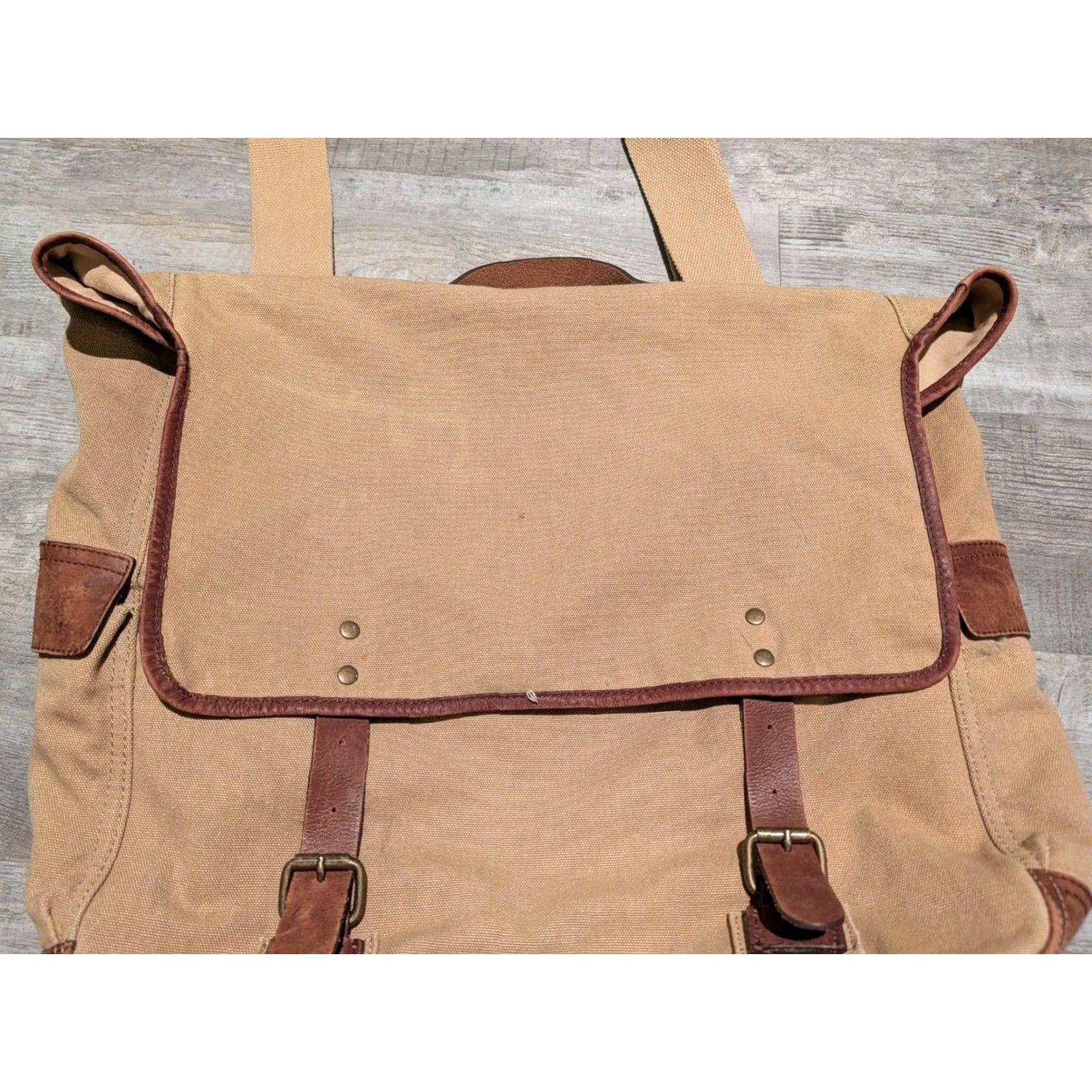 J.Crew J. Crew Dry Goods Abingdon Canvas Messenger Bag Brown Leather Trim 2-Toned Medium Unisex Adults Size ONE SIZE - 2 Thumbnail