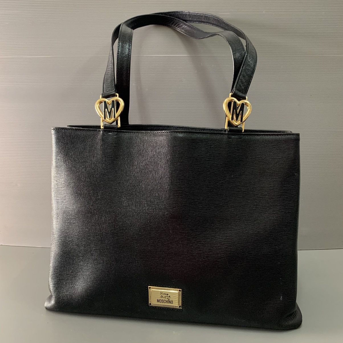 Moschino Leather Shoulder Tote Bag