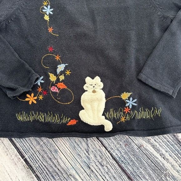 Other Vintage Embroidered Cat Crewneck Sweater Size L / US 10 / IT 46 - 3 Thumbnail
