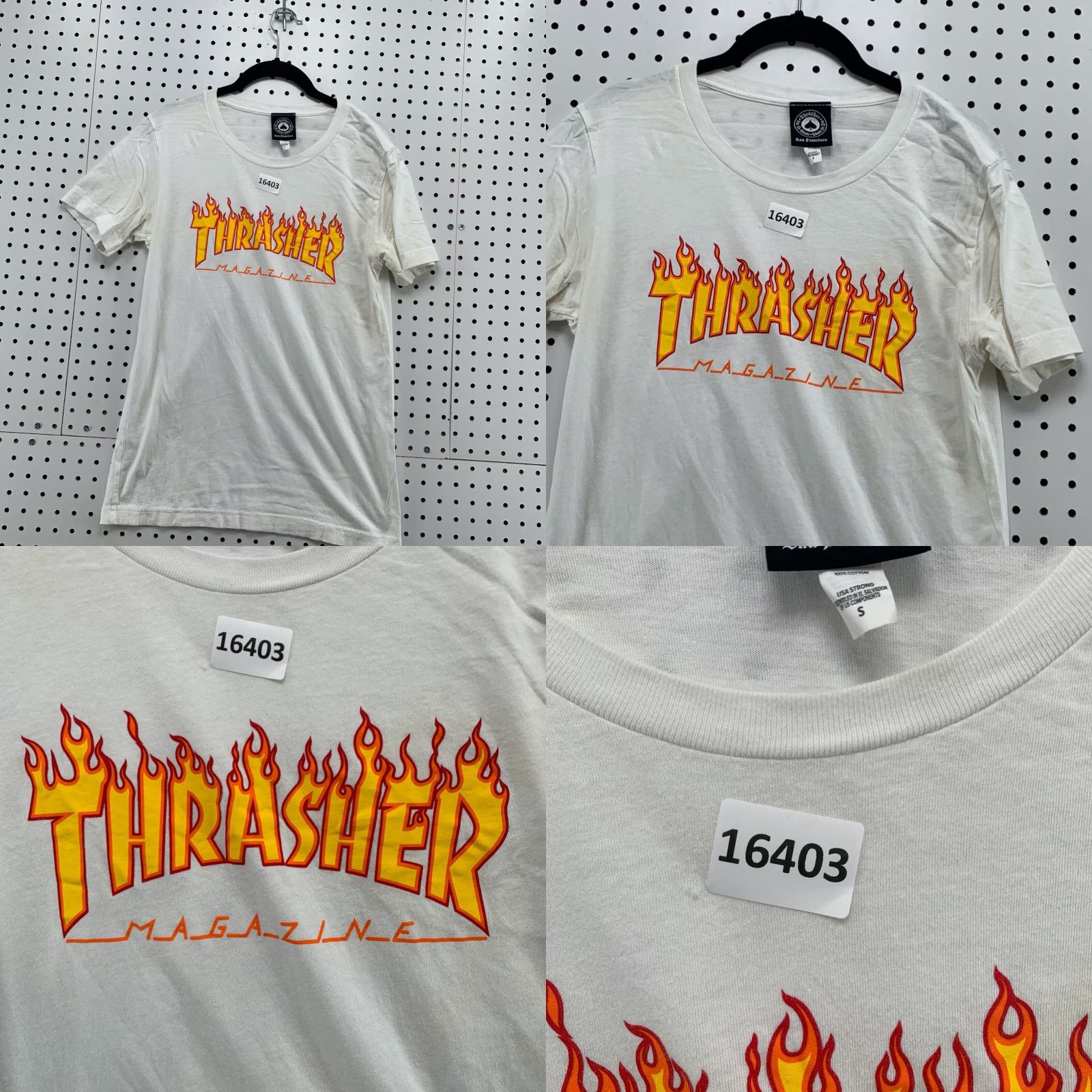 Thrasher Thrasher Shirt White Small Adult Short Sleeve Yellow Flames Skateboard VINTAGE Size US S / EU 44-46 / 1 - 8 Thumbnail