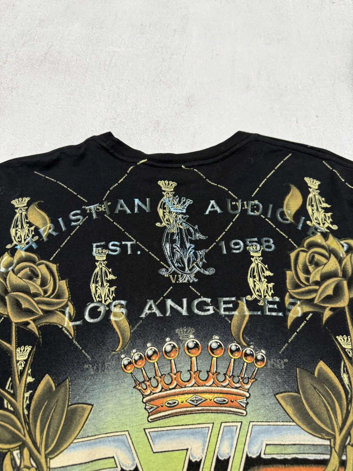 Christian Audigier × Ed Hardy × Japanese Brand Vintage Christian Audigier T Shirt Tee Overprinted Black Y2K Size US S / EU 44-46 / 1 - 9 Thumbnail