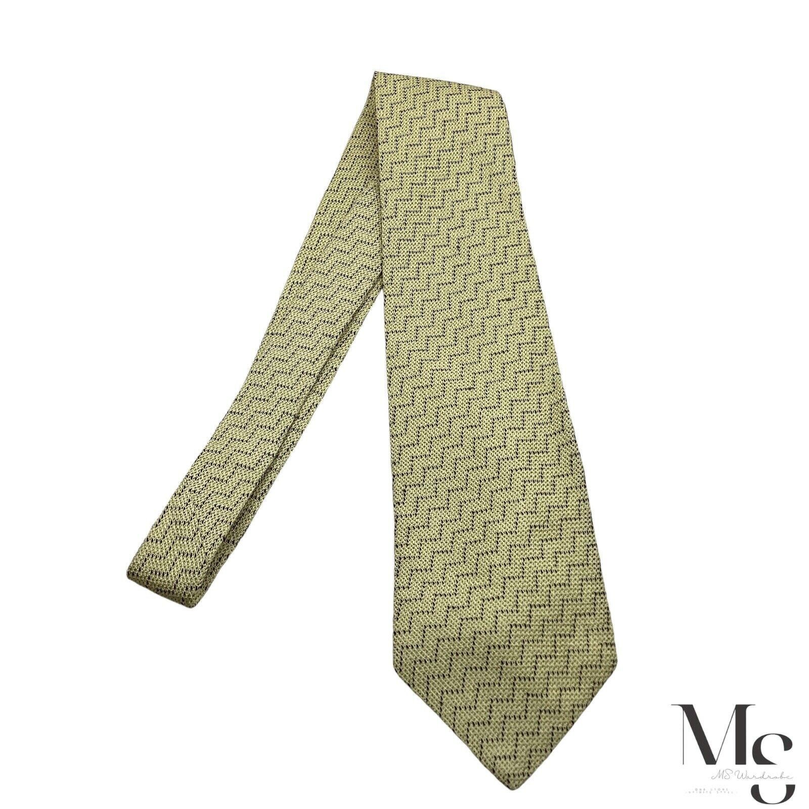 Ermenegildo Zegna Ermenegildo Zegna Beige Zigzag Silk Tie Made In Italy W: 4" Size ONE SIZE - 7 Thumbnail