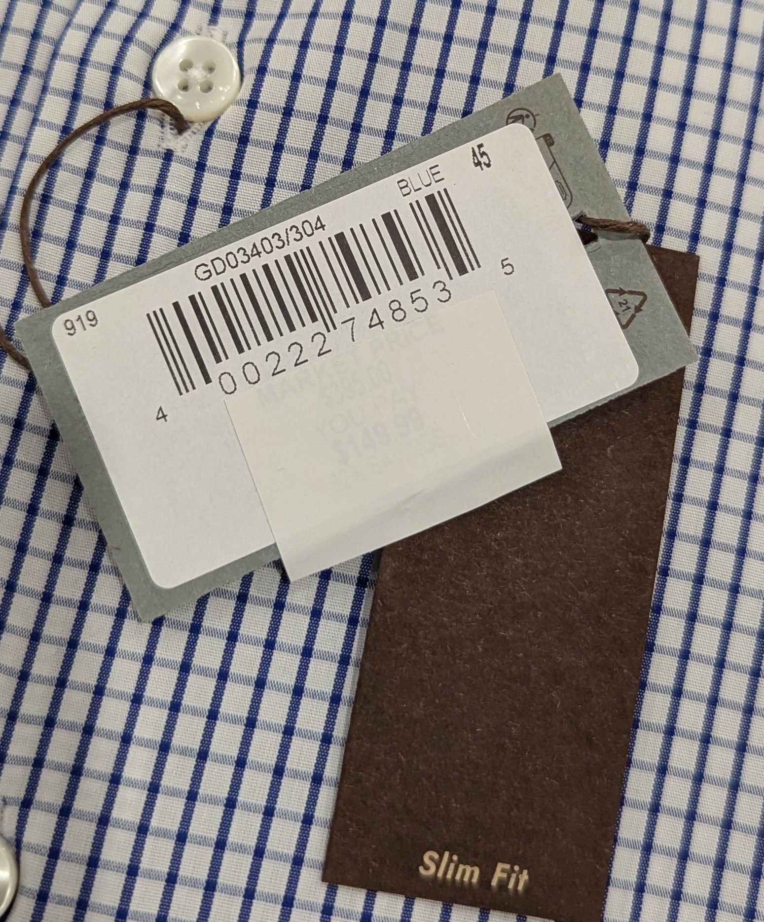Canali CANALI Grid Cotton Dress Shirt Blue 45 US 17.75 Modern Fit Size US XXL / EU 58 / 5 - 9 Thumbnail