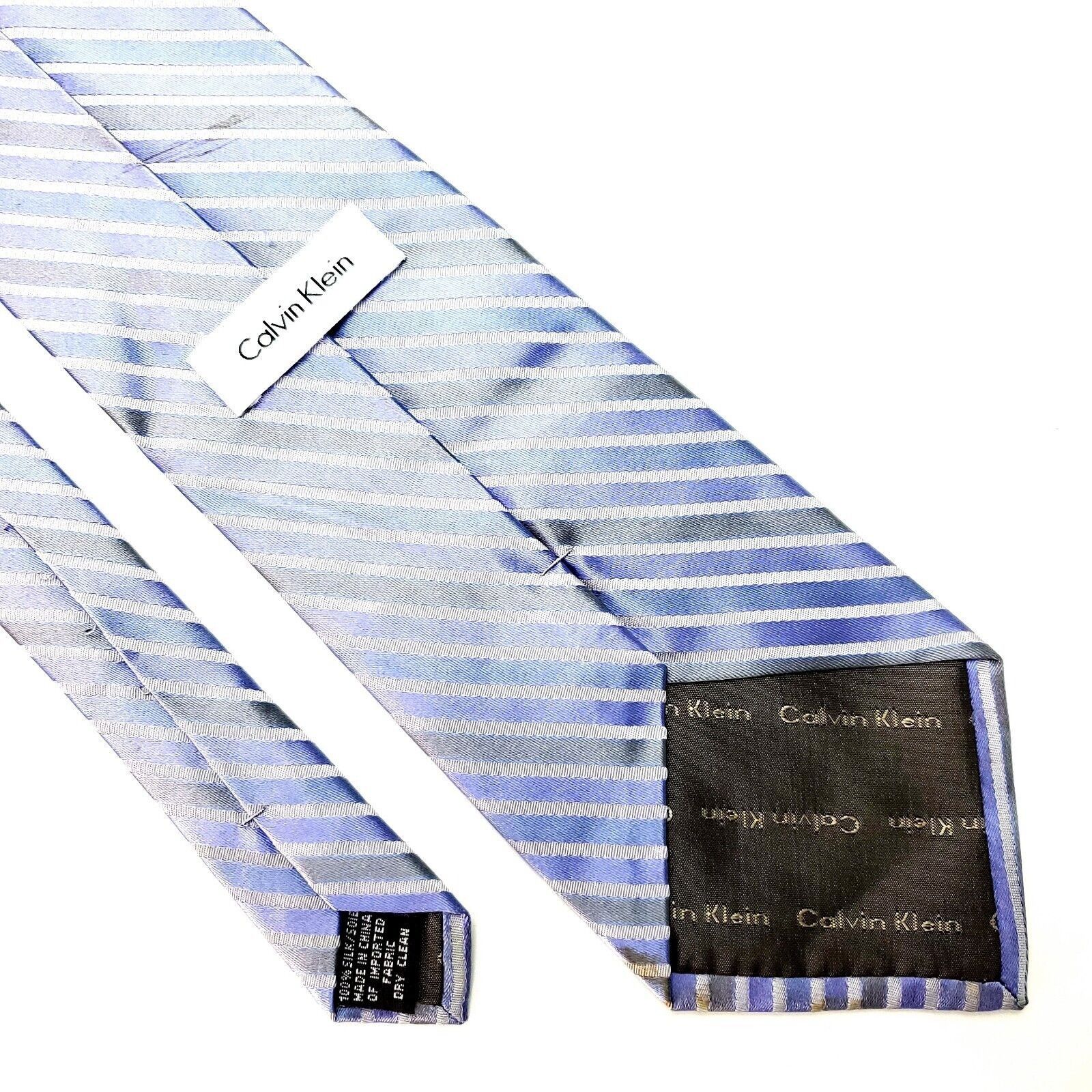 Calvin Klein Calvin Klein Silk Tie Woven Blue Striped Size ONE SIZE - 2 Thumbnail