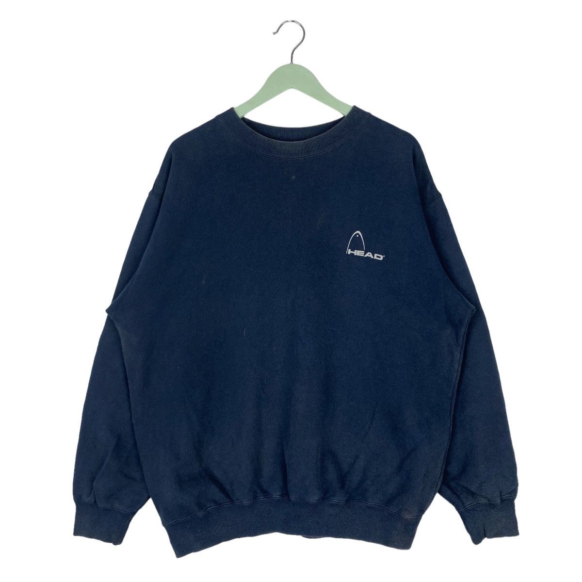 Designer × Vintage Head Big Logo Sweatshirt Navy Crewneck Pullover Jumper Size US L / EU 52-54 / 3 - 2 Thumbnail