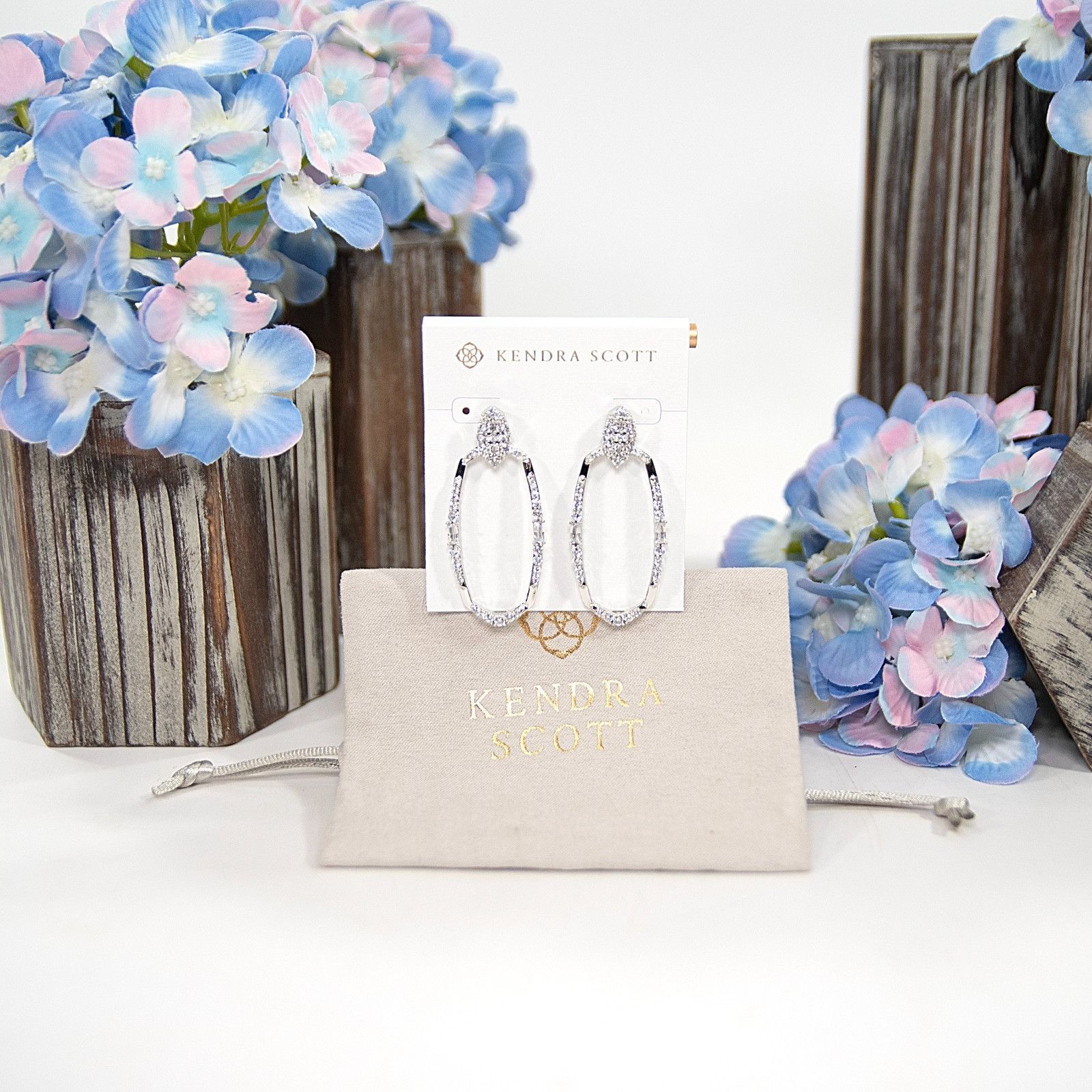 Kendra Scott Kendra Scott Essie Rhodium Silver Pave CZ Open Frame Earring Size ONE SIZE - 1 Thumbnail