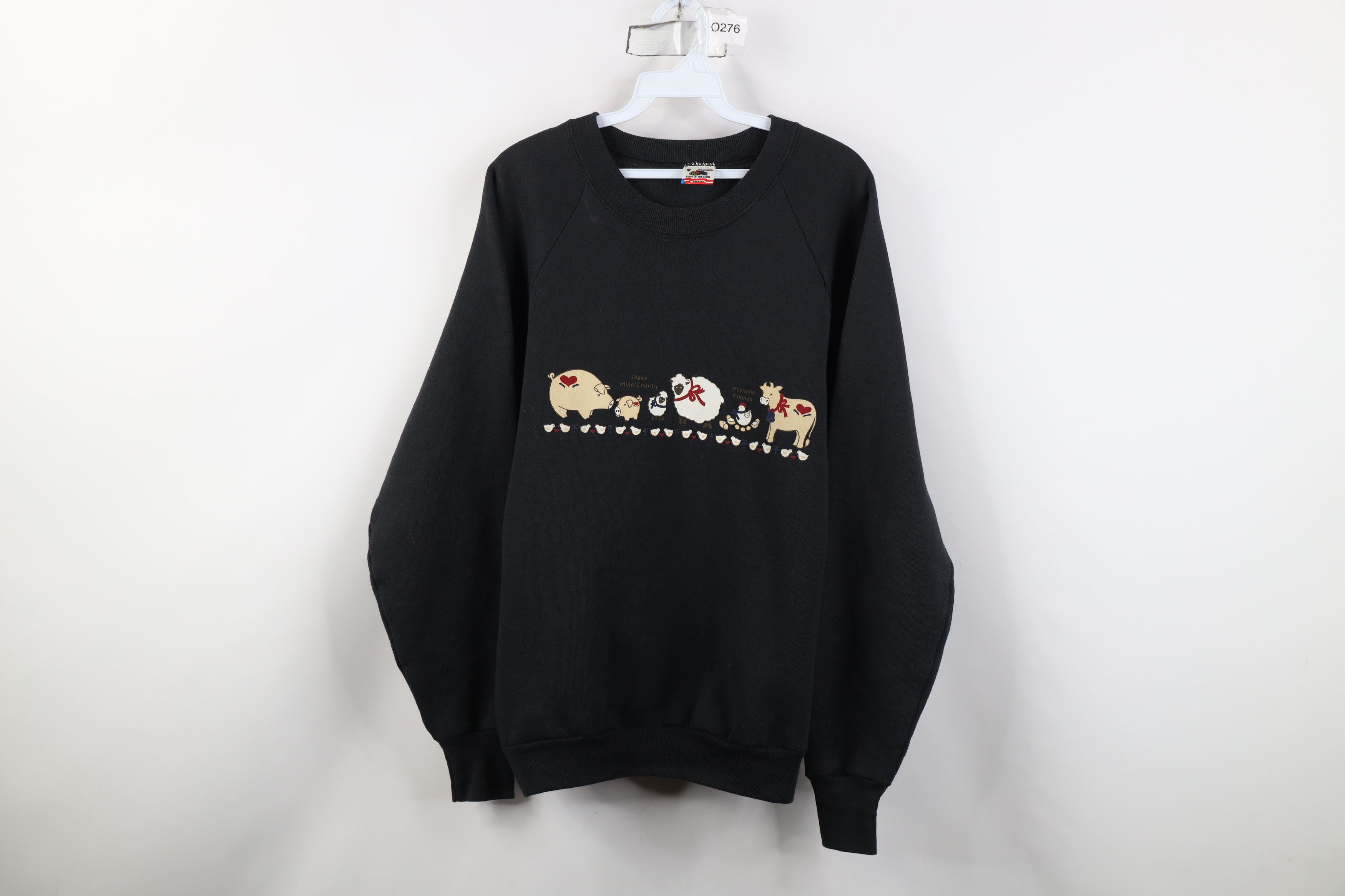 Vintage Vintage 90s Country Farmhouse Heart Animals Sweatshirt USA Size L / US 10 / IT 46 - 1 Thumbnail