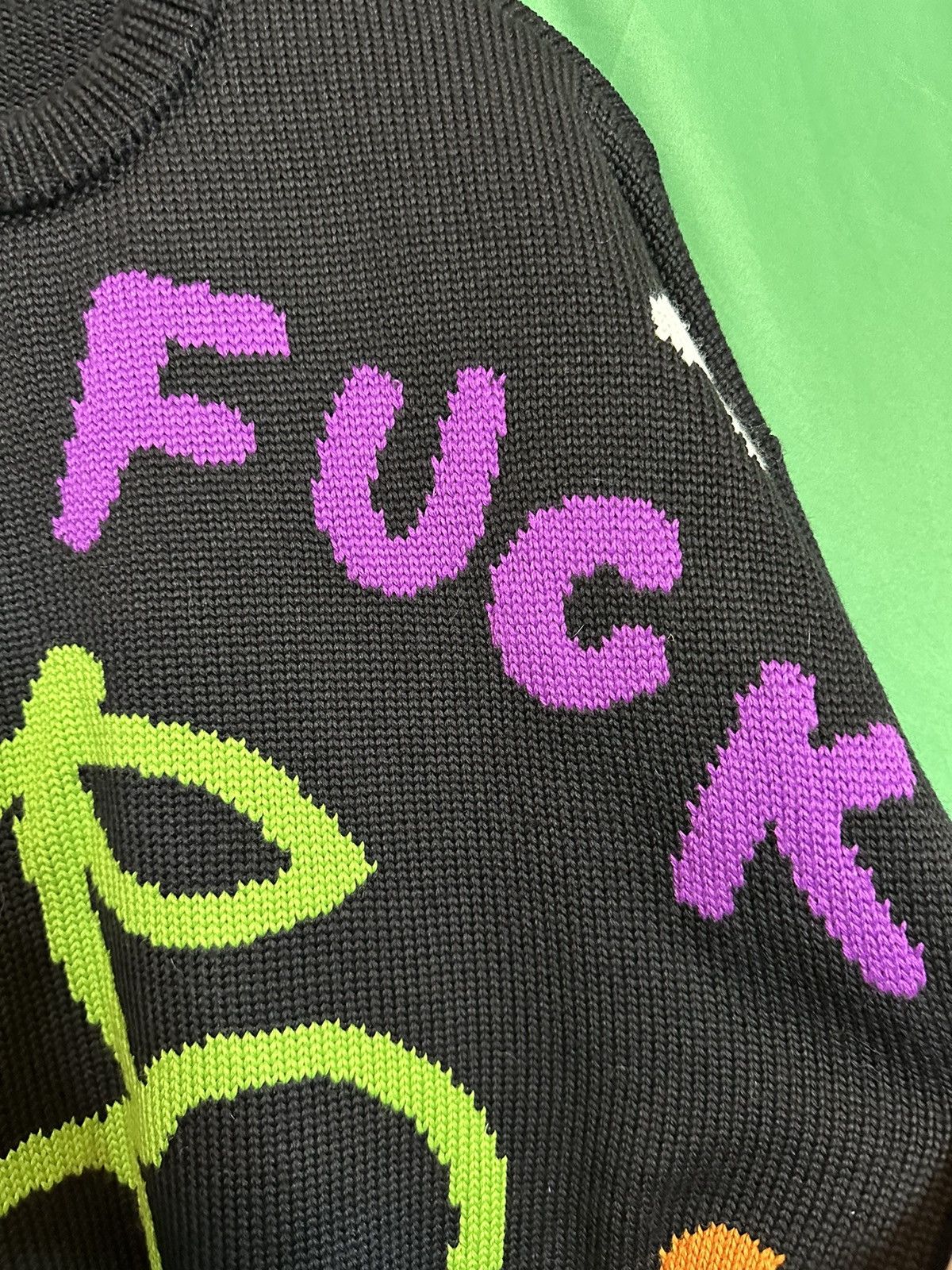 GCDS FUCK jacquard cherry thick knit black logo sweater NWT Size US M / EU 48-50 / 2 - 2 Thumbnail