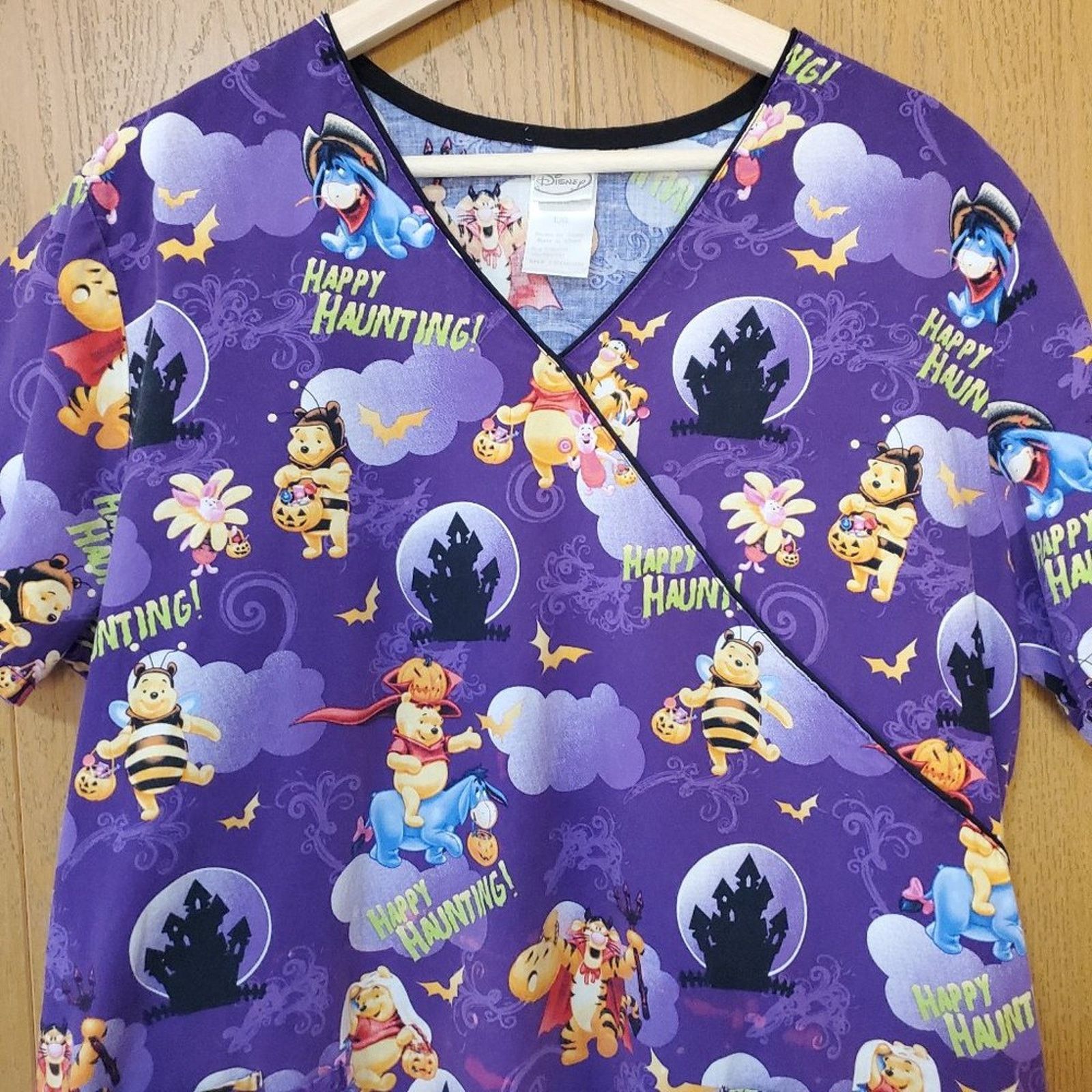 Disney Disney Winnie the Pooh Halloween Scrubs Top - Purple, V-Neck Size L / US 10 / IT 46 - 5 Thumbnail