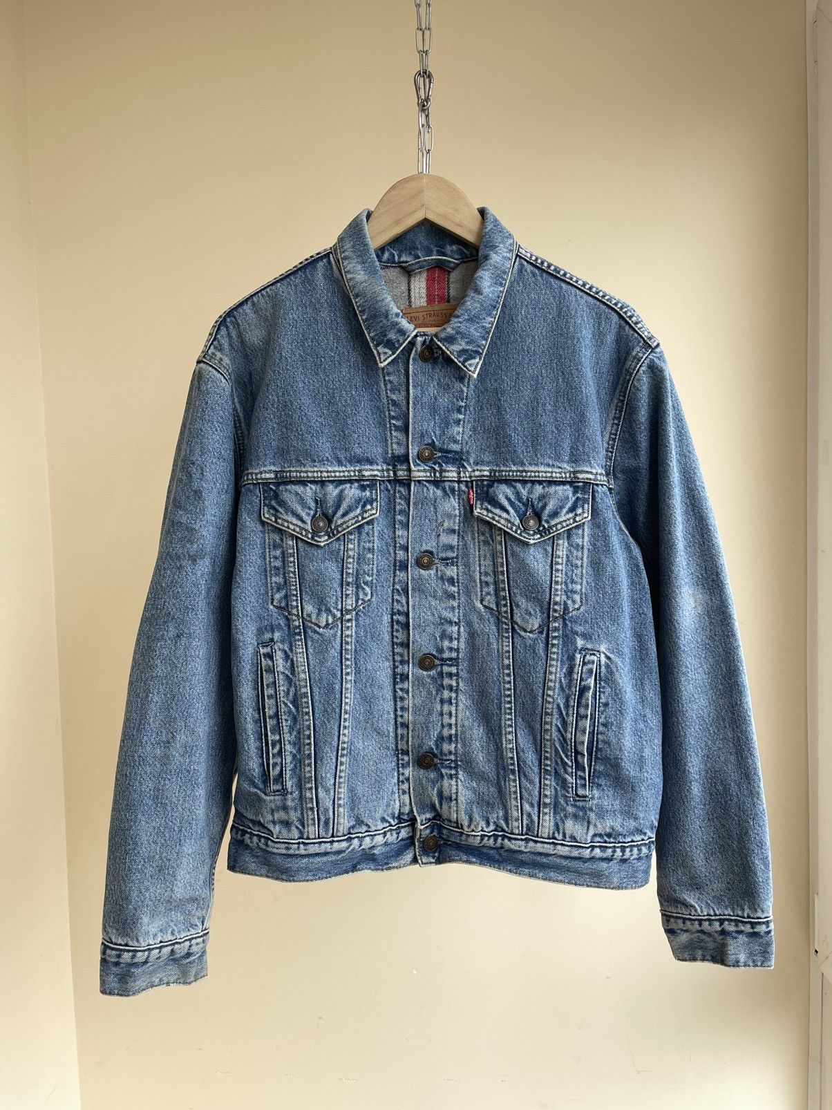 Levi's Type 3 Flannel Blanked Lined Washed Denim Trucker Jacket 90s Size US M / EU 48-50 / 2 - 1 Thumbnail