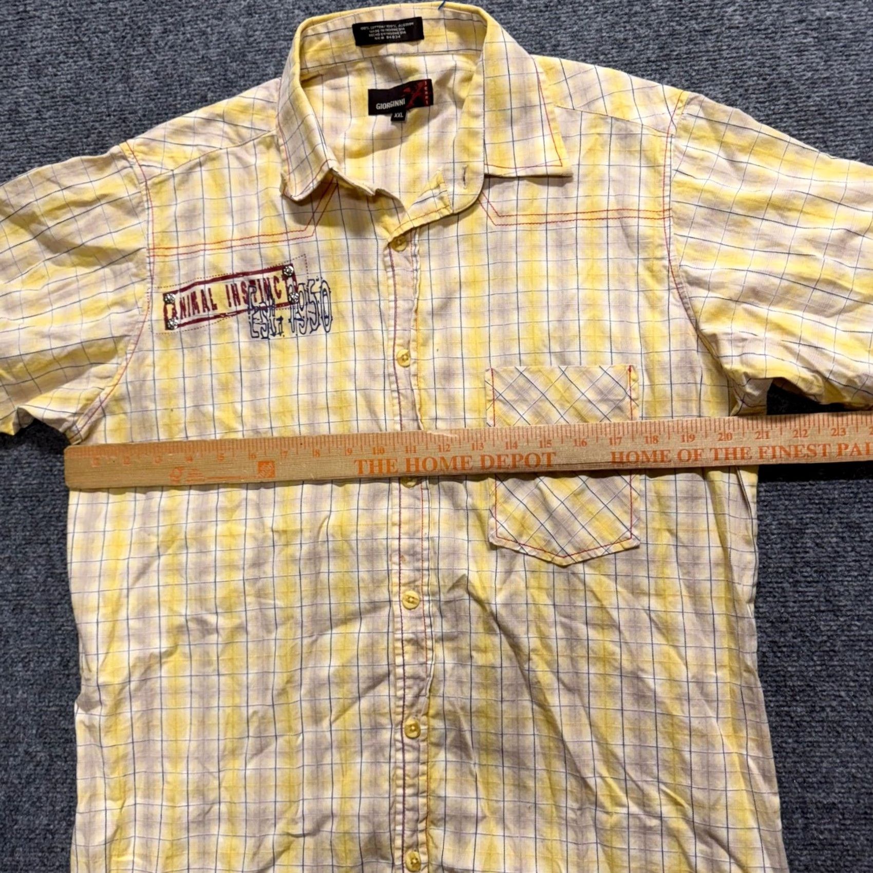 Vintage VINTAGE Giorginni Jeans Flannel Button Up Shirt XL Men's Yellow Striped Y2K Western Regular Size US XL / EU 56 / 4 - 8 Thumbnail