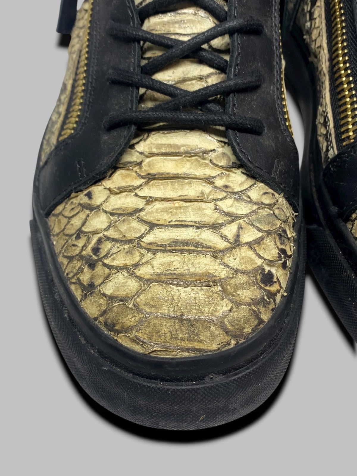 Giuseppe Zanotti Giuseppe Zanotti Snakeskin Leather High Top Sneakers Shoes Size US 8 / EU 41 - 6 Thumbnail