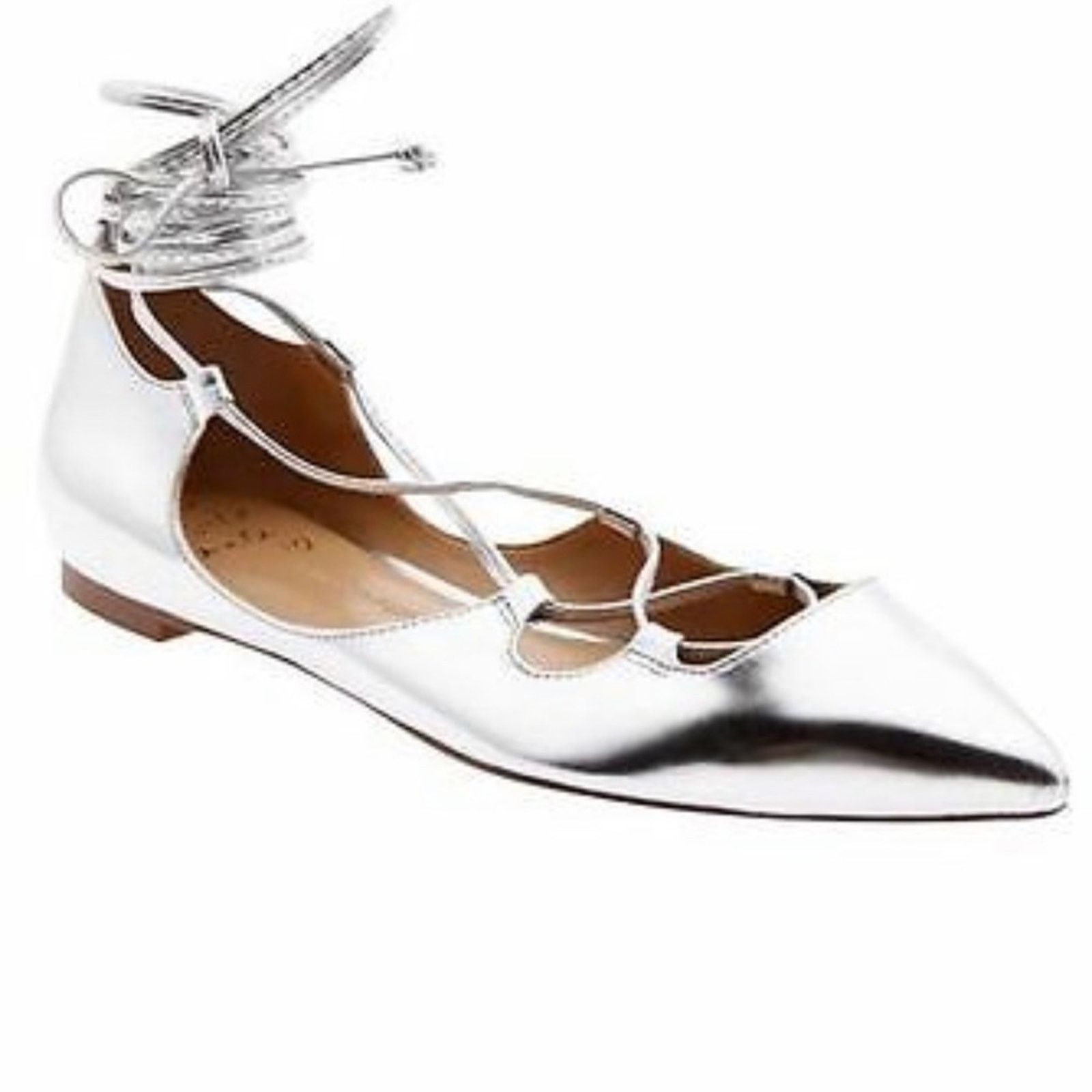 Banana Republic Banana Republic Allie Chrome Silver Lace-Up Flats Size 7 Size US 7 / IT 37 - 1 Thumbnail