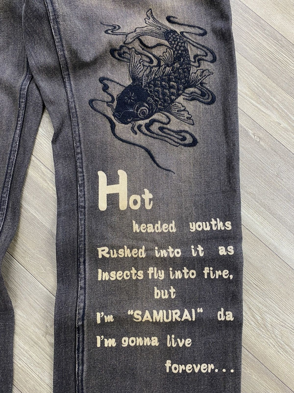 PPFM Vintage PPFM Sukajan Koi Fish Embroidery Samurai Style Jeans Size US 28 / EU 44 - 6 Thumbnail