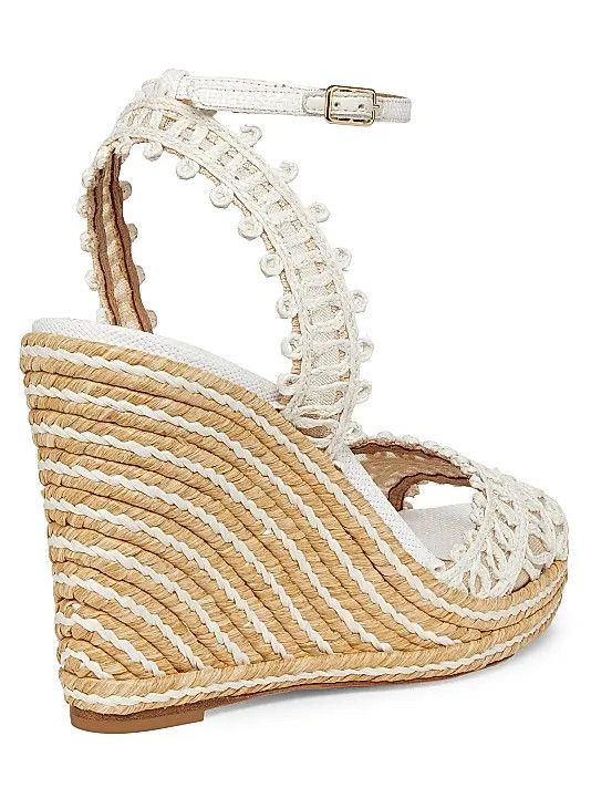 Aquazzura os11x1225 Kahlo 105MM Embroidered Espadrille Wedges in White Size US 11 / IT 41 - 3 Thumbnail