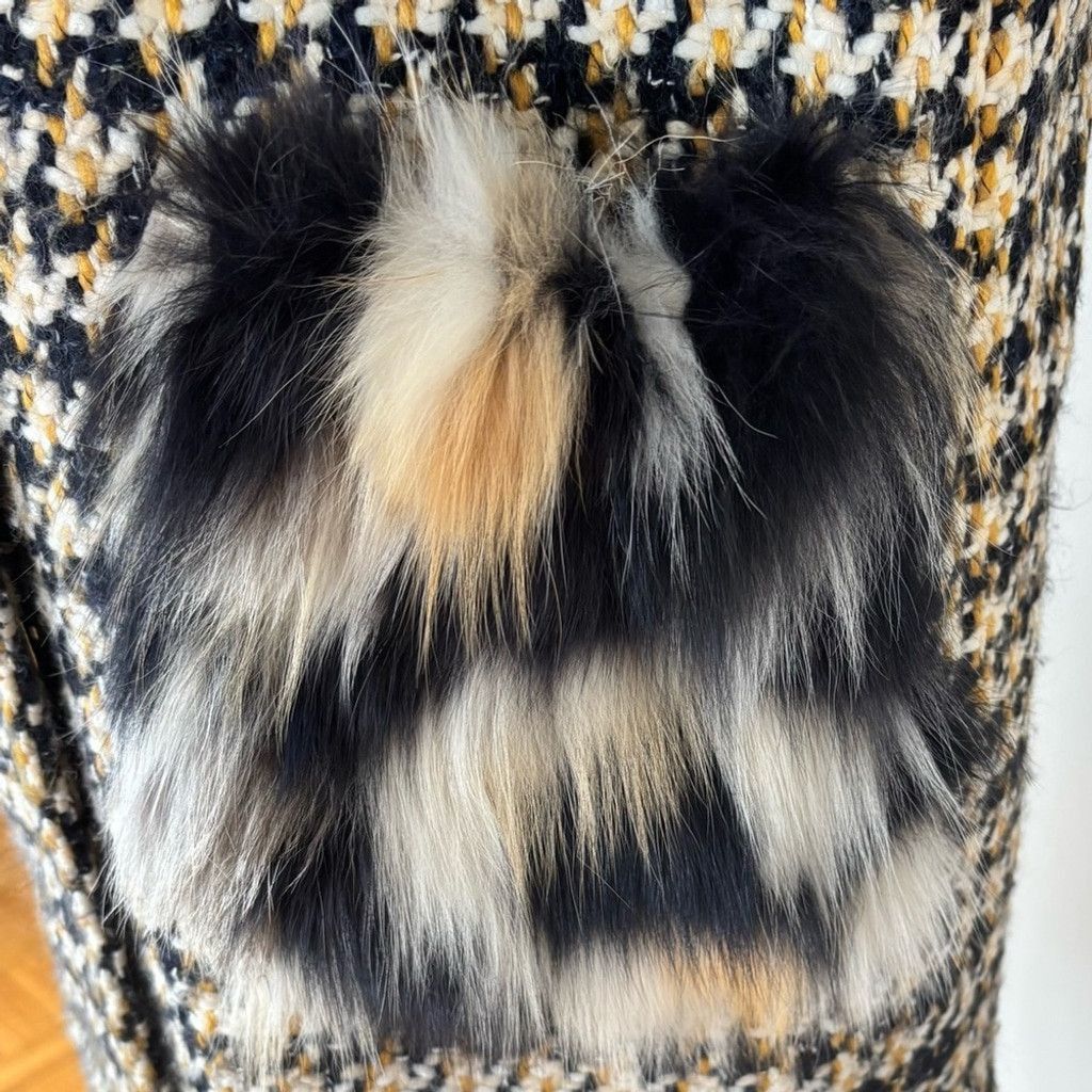 Ermanno Scervino Ermanno Scervino Tweed Houndstooth Coat with Fur Pockets Size S / US 4 / IT 40 - 9 Thumbnail