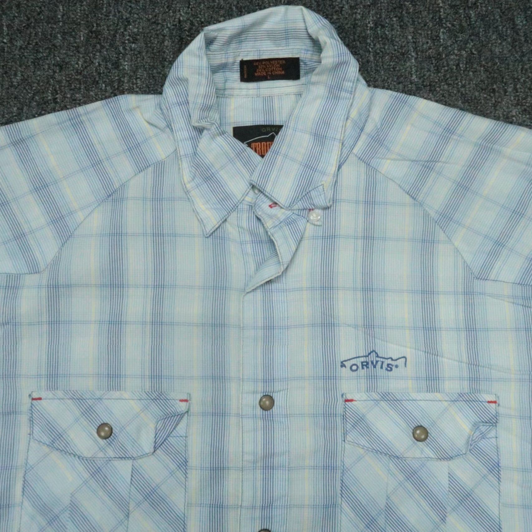 Orvis Orvis Shirt Men Large Blue Trout Bum Pearl Snap Short Sleeve Fishing Outdoors Button-Up Casual Workwear Travel Size US L / EU 52-54 / 3 - 2 Thumbnail